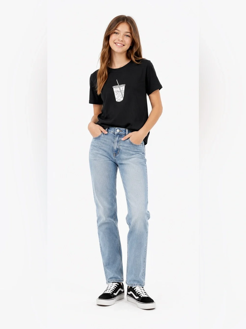 Charli D’amelio Black T-Shirt with Drink Graphic